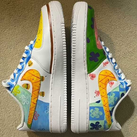 Nike air force 1 x spongebob custom krabby patty krusty krab sz 11.5 - Picture 2 of 7